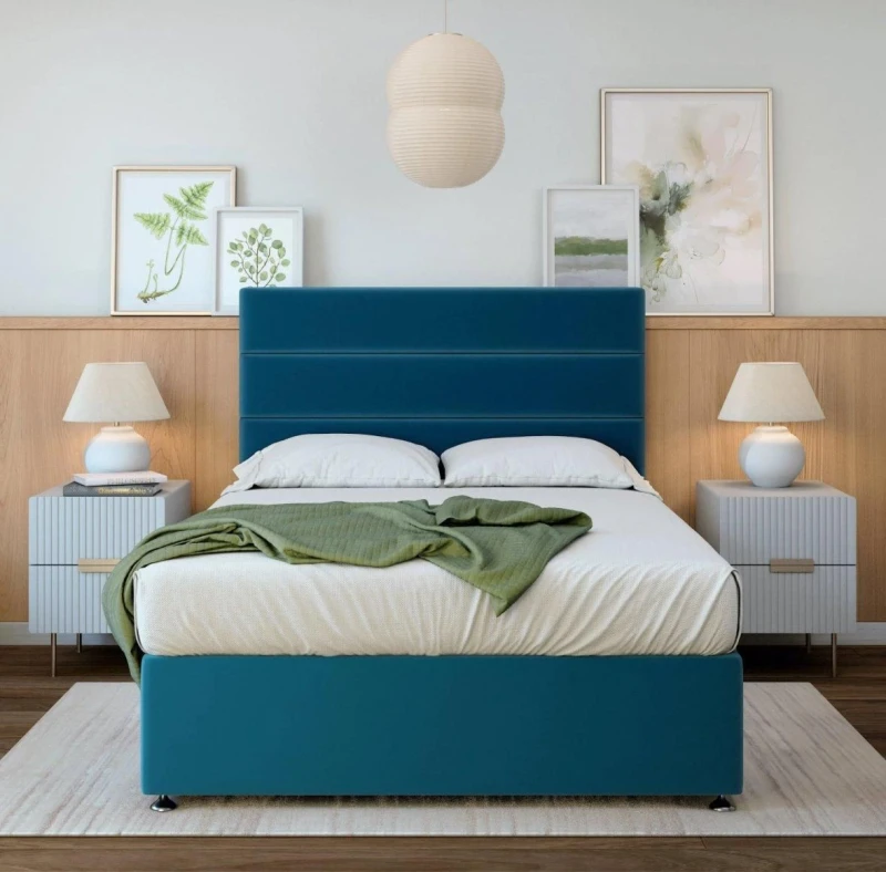 Image of Bedmaster Bedmaster Super Ortho Orthopaedic Plush Velvet Divan Set in Blue Size: Double Blue Double Unisex 9509935852582