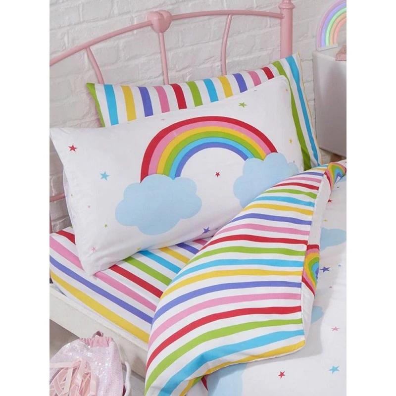 Image of Bedding & Beyond Rainbow Duvet Cover Set in White Size: Double White Unisex Double