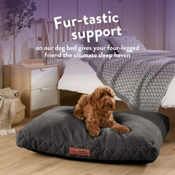 Image of Paws For Slumber Paws For Slumber Sherpa Natural Pet Bed-Large