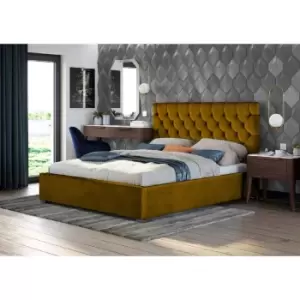 Image of Rosiana Bed Double Plush Velvet Mustard