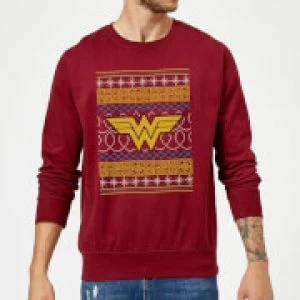 Image of DC Wonder Woman Knit Christmas Sweatshirt - Burgundy - XXL