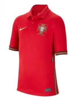 Image of Nike Youth Portugal Home 2020 Short Sleeved Stadium Shirt - Red, Size XS (6-7 Years)