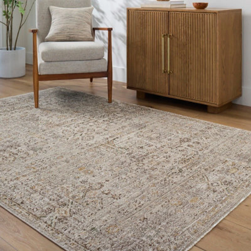 Image of Galey Alix X Livabliss Vintage Oriental Boho Taupe/cream Myrtle Avenue I Area Rug 200 X 275cm - Ideal For Living Room