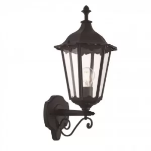 Image of 1 Light Outdoor Wall Lantern Matt Black Paint, Glass IP44, E27