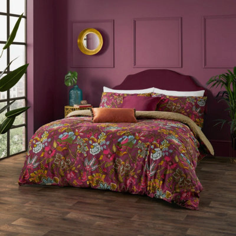 Image of Viranai Exotic Floral Duvet Cover Set Cerise, Cerise / Super King
