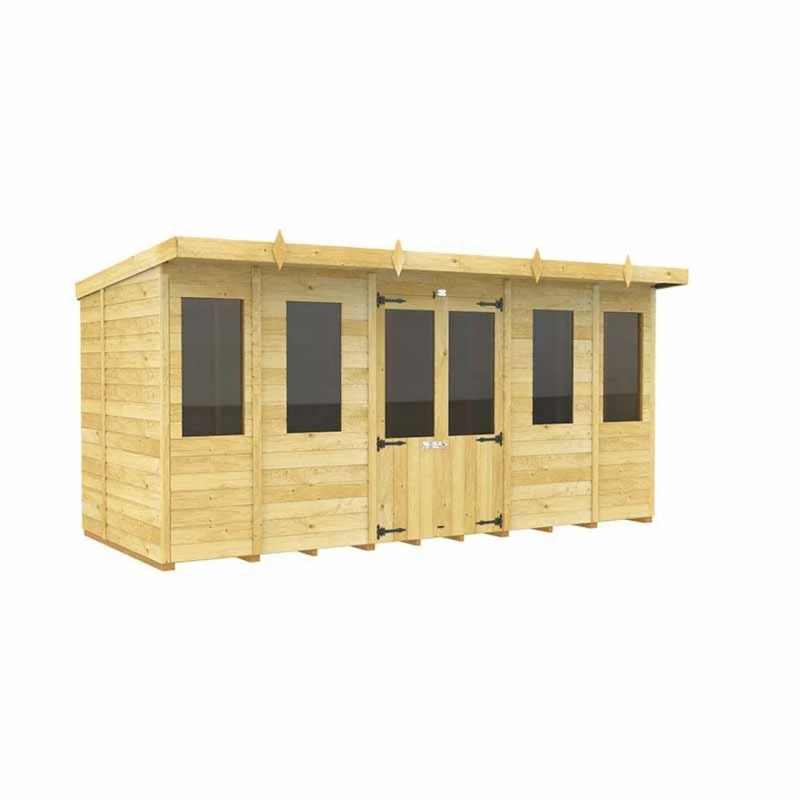 Image of Buttercup Farm 14ft x 8ft Pent Summer House - Wood - L231 x W417 x H201cm in Brown Brown Unisex