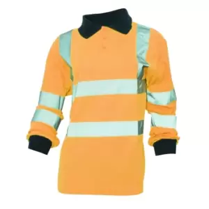 Image of Yoko Ladies/Womens Hi-Vis Long Sleeve Polo Shirt (XL) (Hi Vis Orange)