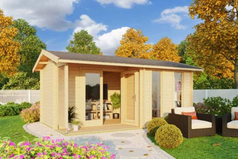 Image of Lasita Maja Lasita Osland Riverside Log Cabin - 4.8M X 3M - 28mm Summer House
