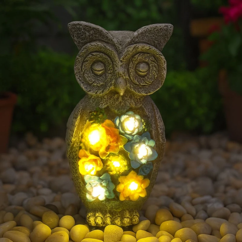 Image of ILFD Group Ltd Solar Owl Garden Ornament 23Cm / 9" - Pack Of 6