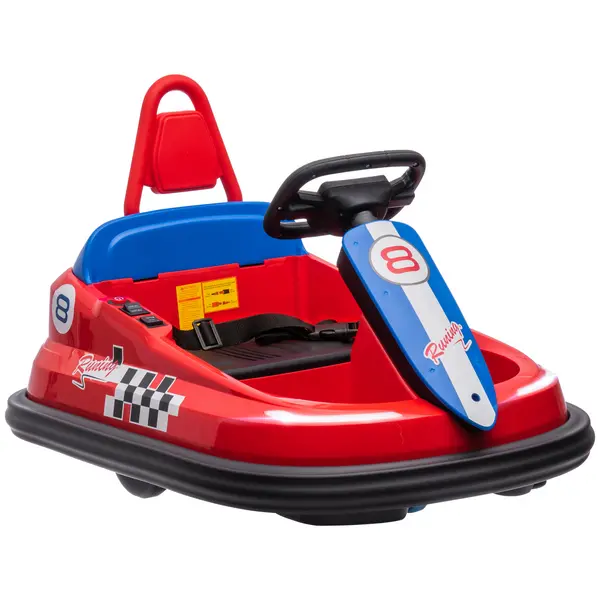 Image of HOMCOM Electric Kids Bumper Car, 6V 360-Degree Rotation Waltzer Car, Battery Powered Ride on Car w/ 2 Speeds, Music, Gift for 18-48 Months, Red