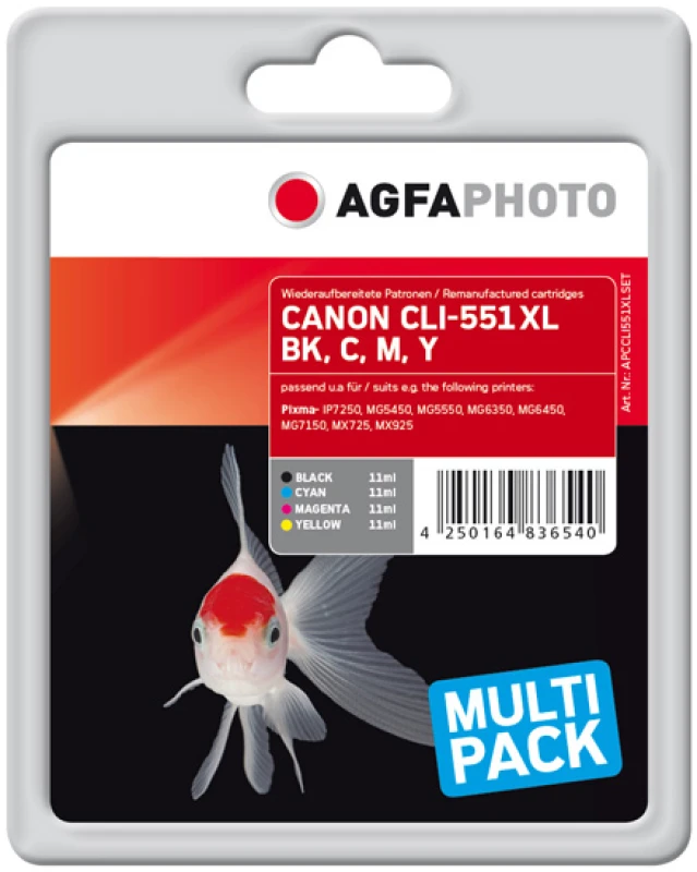 Image of AgfaPhoto APCCLI551XLSET ink cartridge Black. Cyan. Magenta. Yellow 4