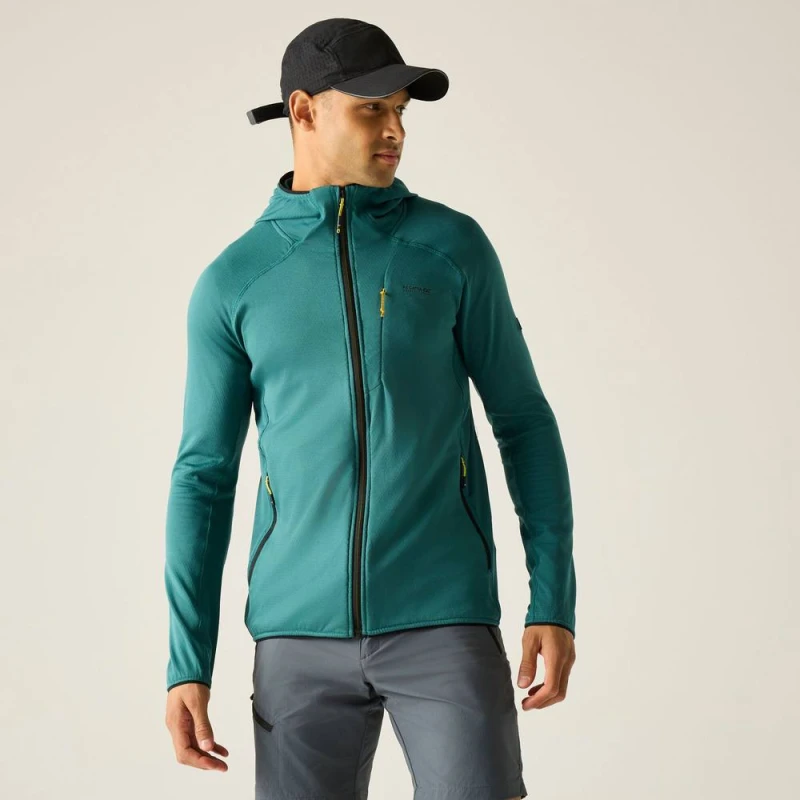 Image of Regatta Mens Kadley Full Zip Hooded Midlayer in Teal Size: Large Teal Male L