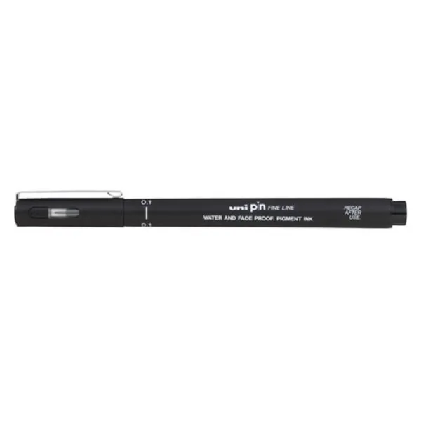 Image of uni-ball uni PIN01-200(S) Pigment Ink Fine Line Pen 0.1mm Tip Black (Pack 12) - 288902000 288902000