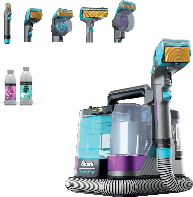 Image of SHARK StainStriker HairPro PX250UKT Pet Carpet Cleaner - Dark Silver & Force Fuscia, Blue,Silver/Grey 622356303903