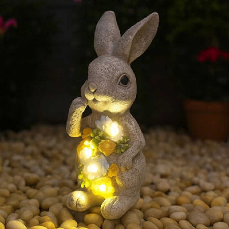 Image of ILFD Group Ltd Solar Bunny Garden Ornament 24Cm / 9.5"