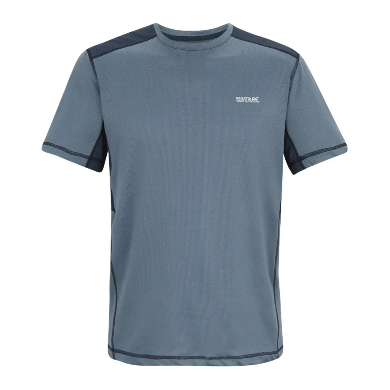 Image of Regatta Mens Virda Short Sleeved Active Mesh T-Shirt in Mid Blue Size: XL Mid Blue Male XL