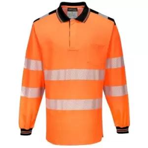 Image of T184OBRXL - sz XL PW3 Hi-Vis Polo Shirt L/S - Orange/Black - Portwest