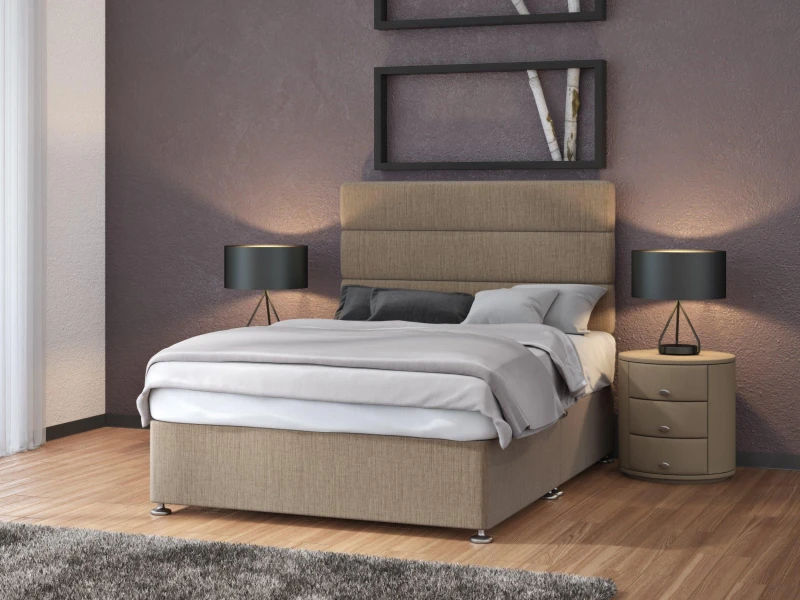 Image of Bedmaster Bedmaster Neptune Spring Linen Divan Set And Headboard in Grey Size: Super King Grey Super King Unisex 9509981627530