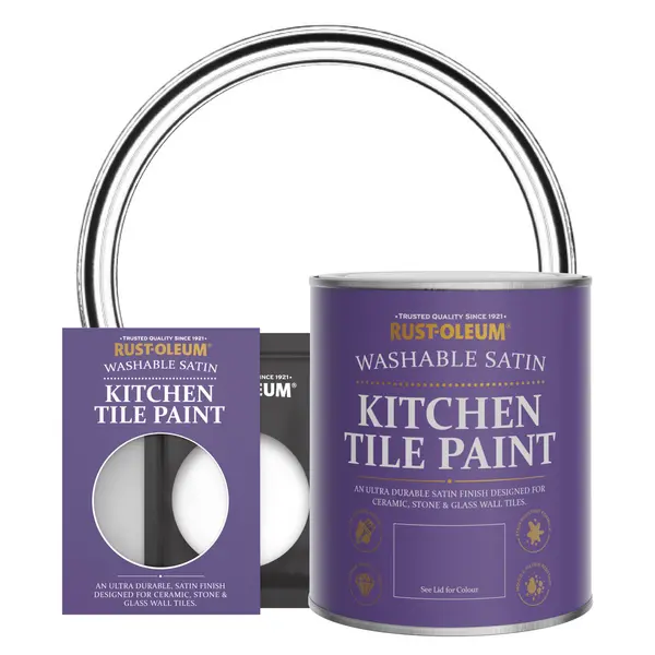 Image of Rust-Oleum Kitchen Tile Paint, Satin Finish - COTTON (WHITE) - 750ml