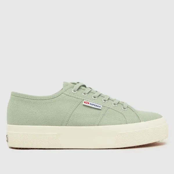 Image of Superga 2740 mid flatform trainers in light green Light Green UK 8 (EU 42)