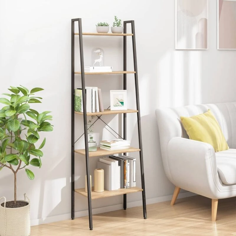 Image of VIDAXL Vidaxl - 5-Tier Standing Shelf Light Brown and Black 56x35x174cm 8720286563212