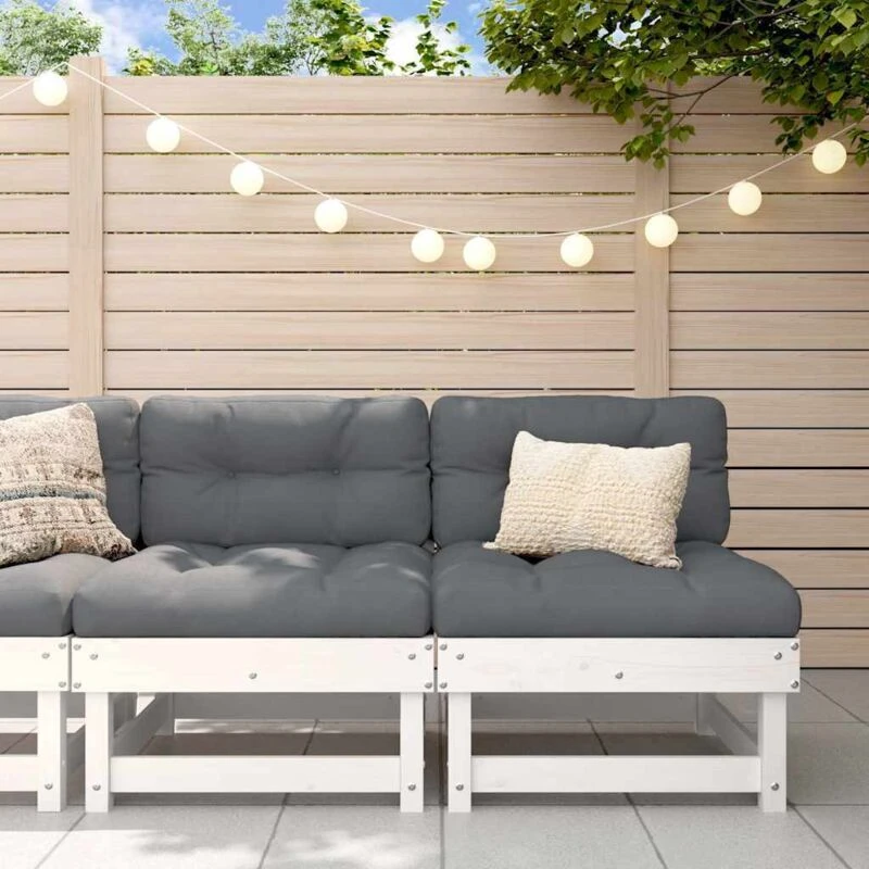 Image of VIDAXL Middle Sofas with Cushions 2 pcs White Solid Wood Pine Vidaxl 8720845801809