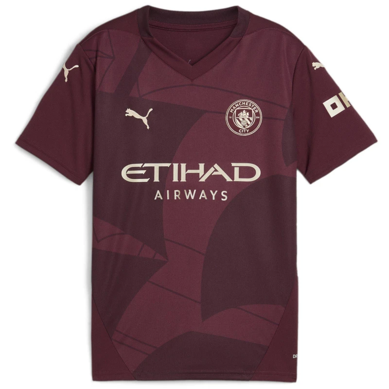 Image of Puma Manchester City Third Shirt 2024 2025 Juniors - Red Red 9 - 10 Years