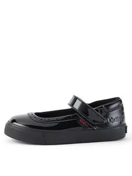 Image of Kickers Tovni Brogue Mary Jane School Shoe - Black Size 1 Older