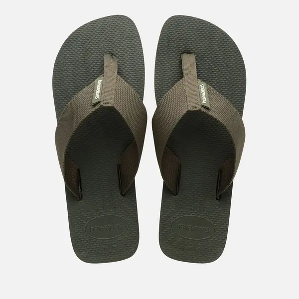 Image of Havaianas Mens Urban Basic Rubber Canvas Flip Flops - UK 8 Green Sandals male 4148427-4896 8