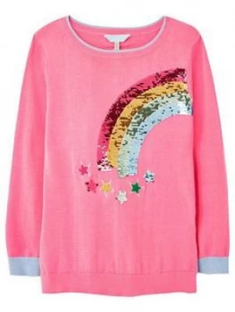 Image of Joules Girls Meryl Rainbow Knitted Jumper - Pink, Size Age: 6 Years, Women