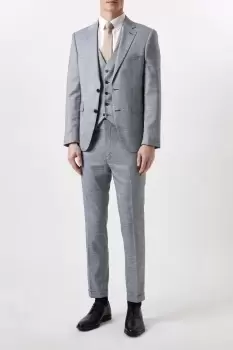 Image of Mens Slim Fit Chambray Blue Slub Suit Jacket