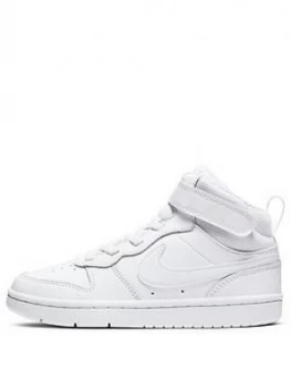 Image of Nike Court Borough Mid 2 Childrens Trainer, White, Size 1