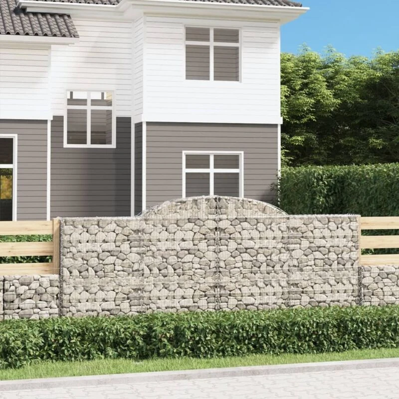 Image of vidaXL Arched Gabion Baskets 4 pcs 300x50x120/140cm Galvanised Iron, Silver 3146721