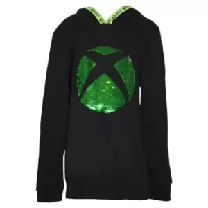 Image of Xbox Childrens/Kids Logo Sequin Flip Hoodie (9-10 Years) (Black)