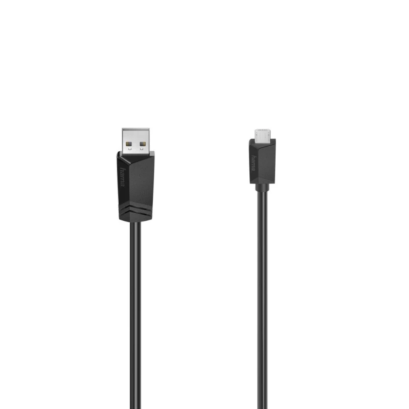 Image of Hama Hama USB cable USB 2.0 USB Micro-B plug, USB-A plug 0.75 m Black 00200607 00200607