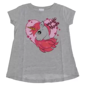 Image of Childrens Girls Magic Thinks Unicorn T-Shirt (3-4 Years) (Grey)