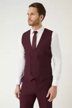Image of Mens Slim Fit Burgundy Waistcoat