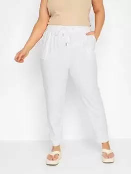 Image of Yours Linen Joggers - White, Size 34-36, Women