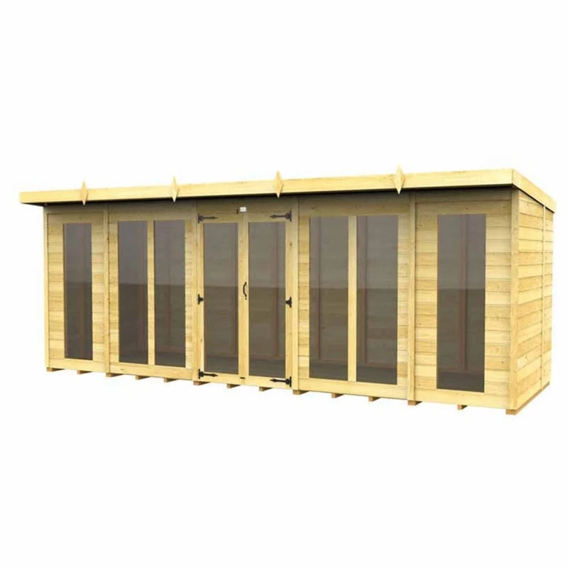 Image of Buttercup Farm 18x6 ft Pent Summer House (Full Height Window) - L178 x W533 x H201cm in Brown Brown Unisex