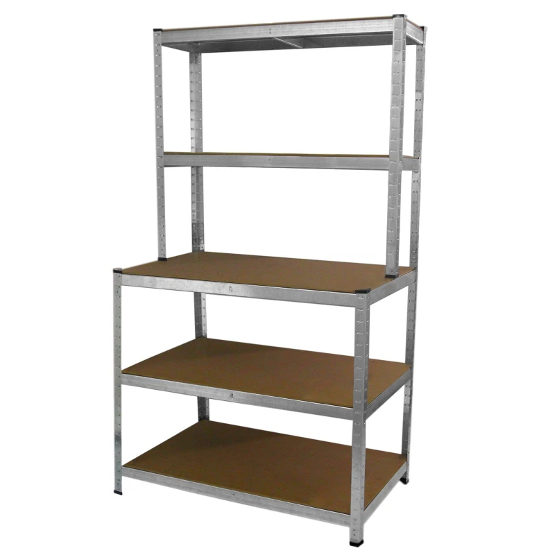 Image of MonsterShop Galvanised Workbench Shelving Unit Rack Workshop Shed Heavy Duty Boltless Garage Galwix Steel Racking 900Kg