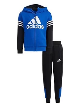 Image of adidas Kids Unisex LK Badge Of Sport Fleece Set - Blue/Black, Size 9-10 Years, Women
