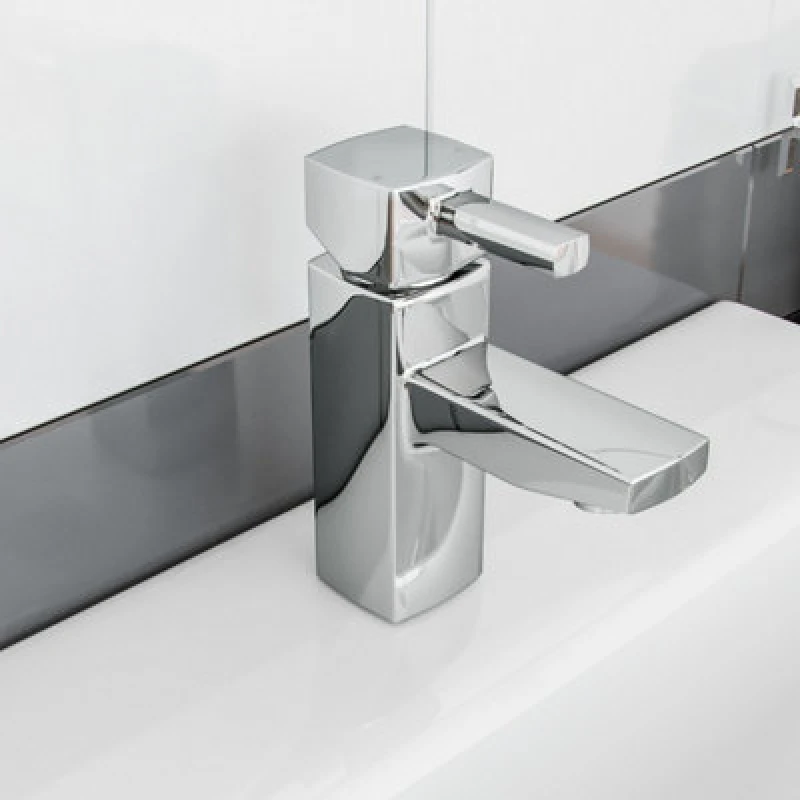 Image of Nes Home Boston Bathroom Basin Sink Mono Mixer Tap Chrome Solid Brass with Basin Waste Silver unisex
