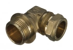 Image of Wickes Brass Compression Male Iron Elbow - 15mm