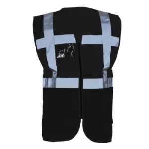 Image of Yoko Hi-Vis Premium Executive/Manager Waistcoat / Jacket (Pack of 2) (5XL) (Black)