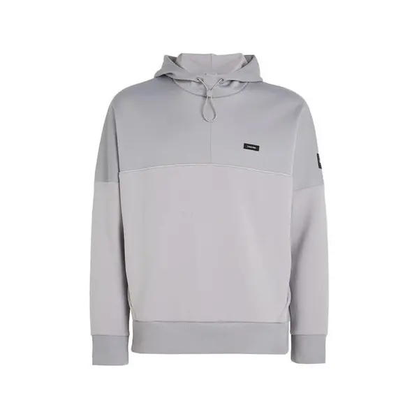 Image of CALVIN KLEIN Mix Media Pique Interlock Hoodie OTH Hoodies S Grey 53379702350