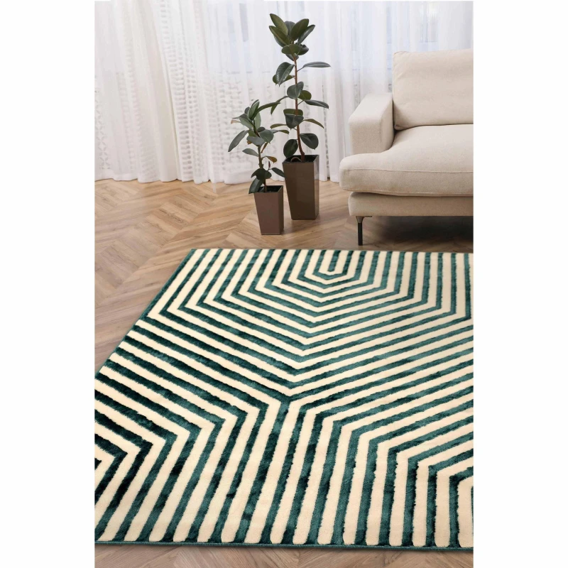 Image of Homemaker Brio Linear Textured Rug Teal 160X230 WB74002