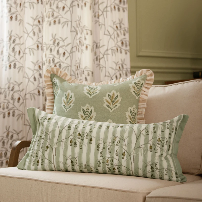 Image of Sanderson Sanderson Chinese Lanterns Embroidered Cushion in Light Green Light Green One Size Unisex 5025532867858