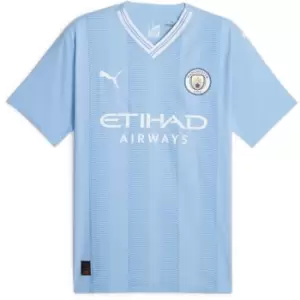 Image of Puma Manchester City Authentic Home Shirt 2023 2024 Adults - Blue