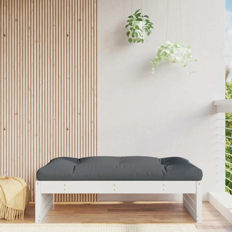 Image of VIDAXL Garden Footstool White 120x80cm Solid Wood Pine Vidaxl 8720845803278