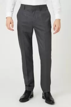 Image of Mens Slim Fit Charcoal Herringbone Suit Trousers